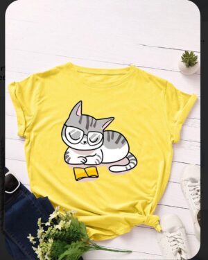 Cat cartoon book tee