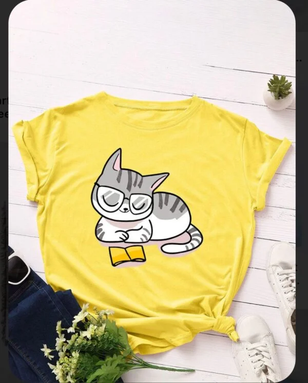 Cat cartoon book tee