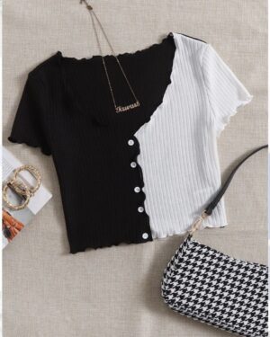 Miss match button top half sleeves