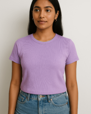 Lavender Round Neck Crop Top
