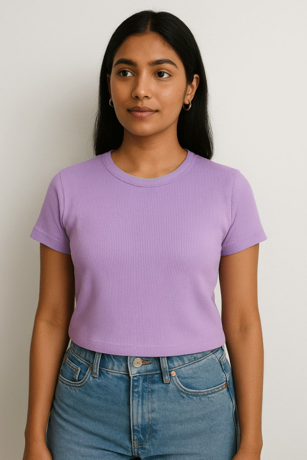 Lavender Round Neck Crop Top