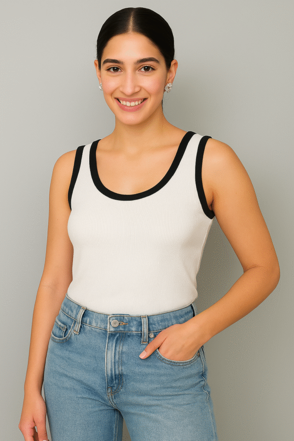 Black White lining Tank