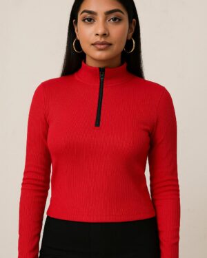 Half Zipper Top Full Sleeves