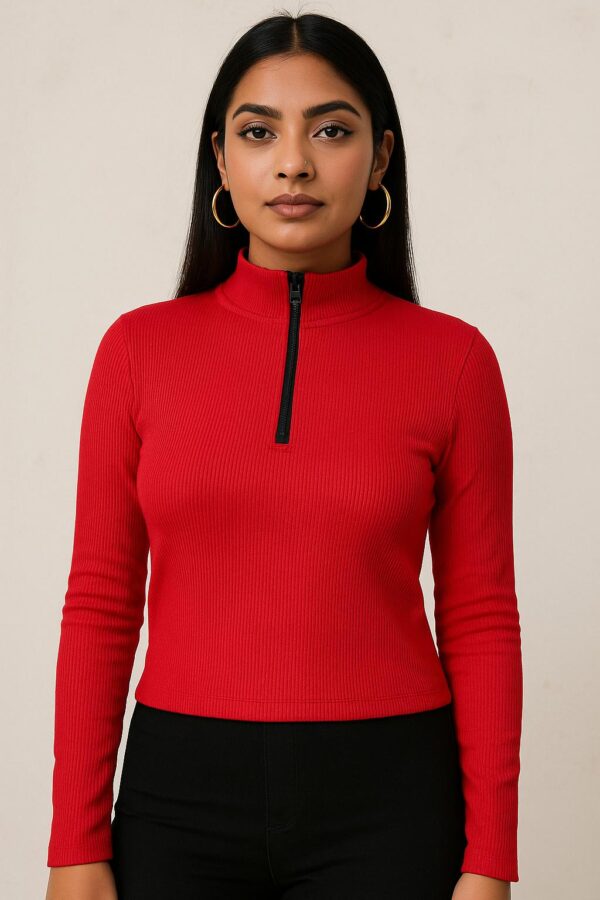 Half Zipper Top Full Sleeves