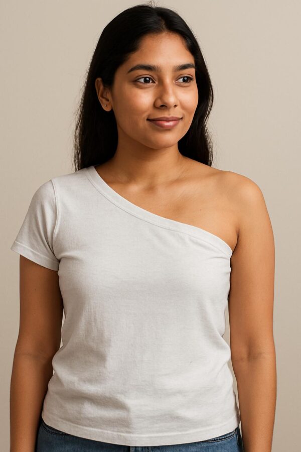 White Broad one Shoulder Top