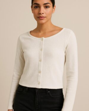 White Broad Button Top