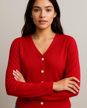 V neck Full Sleeve Button Top