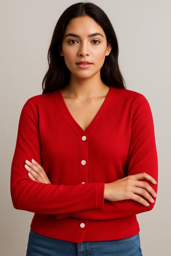 V neck Full Sleeve Button Top