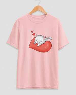 Cat love heart tee