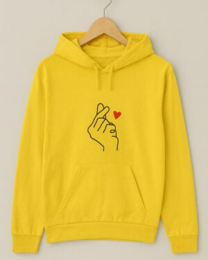 Finger Twice with heart crop hoodie