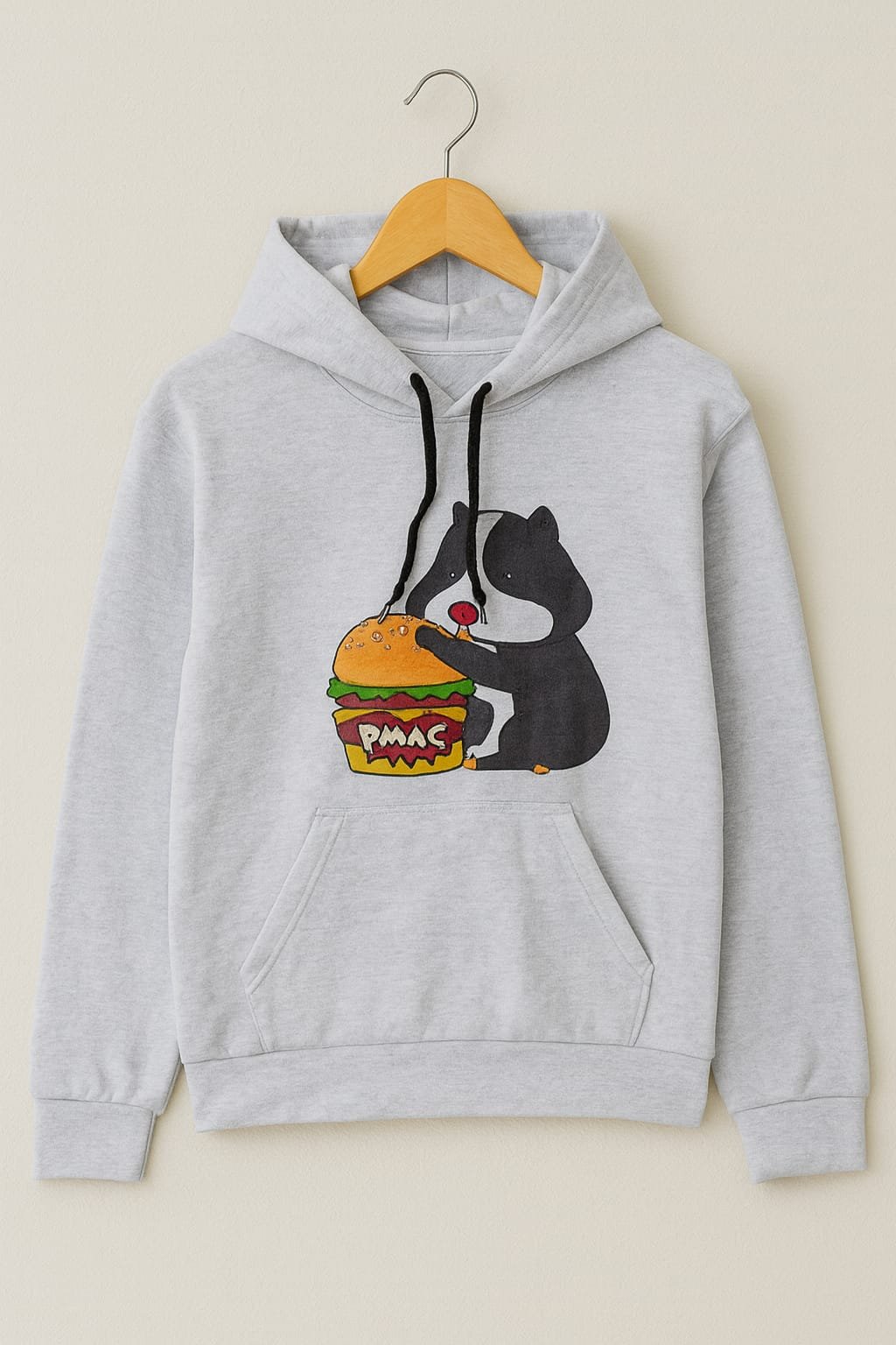 Cozo eating with burger crop hoodie