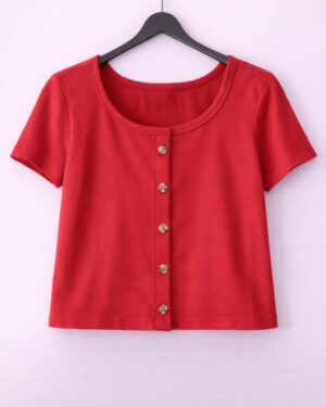 Half sleeves button top