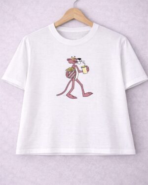 Drinking panther crop tee