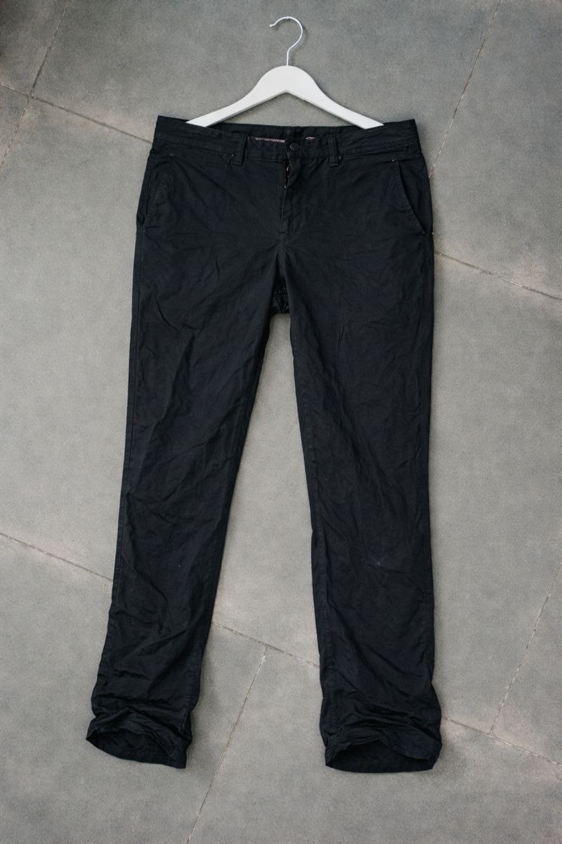 Black Crinkle Straight Fit Pants