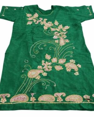 Emerald Bloom Embroidered Kurti