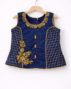 Blue Ethnic Embroidery Top