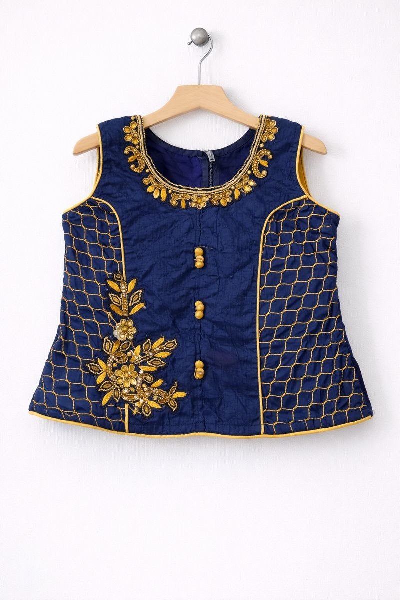 Blue Ethnic Embroidery Top