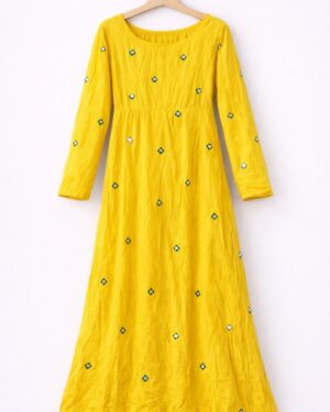 Mustard Yellow Full Sleeve Embellished Dress