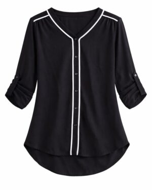 Classic Black Button Detail Top