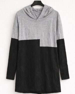 Two Tone Hooded Long Top