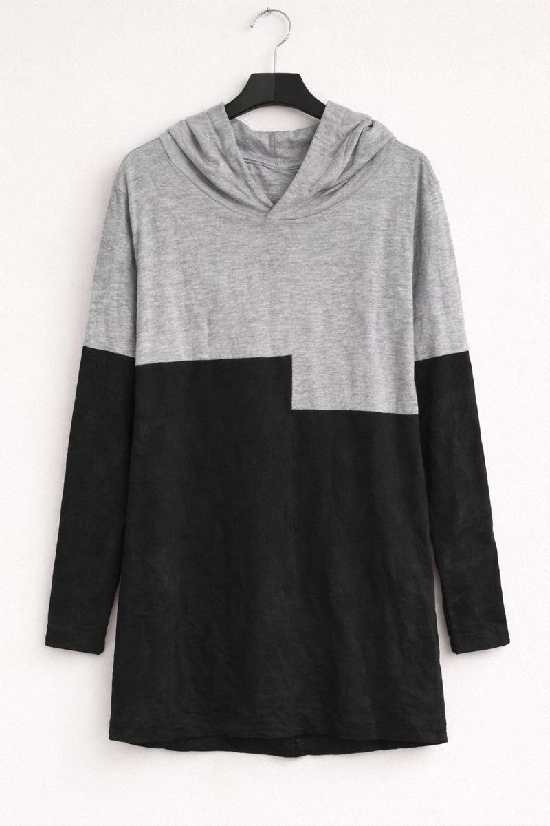 Two Tone Hooded Long Top