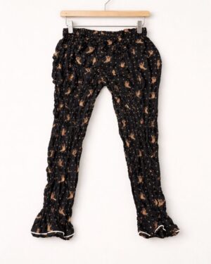 Black Crinkle Printed Pants