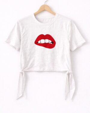 Bold Lips Print Crop Tee