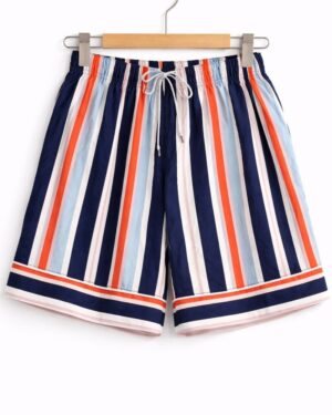 Multicolor Striped Flared Shorts