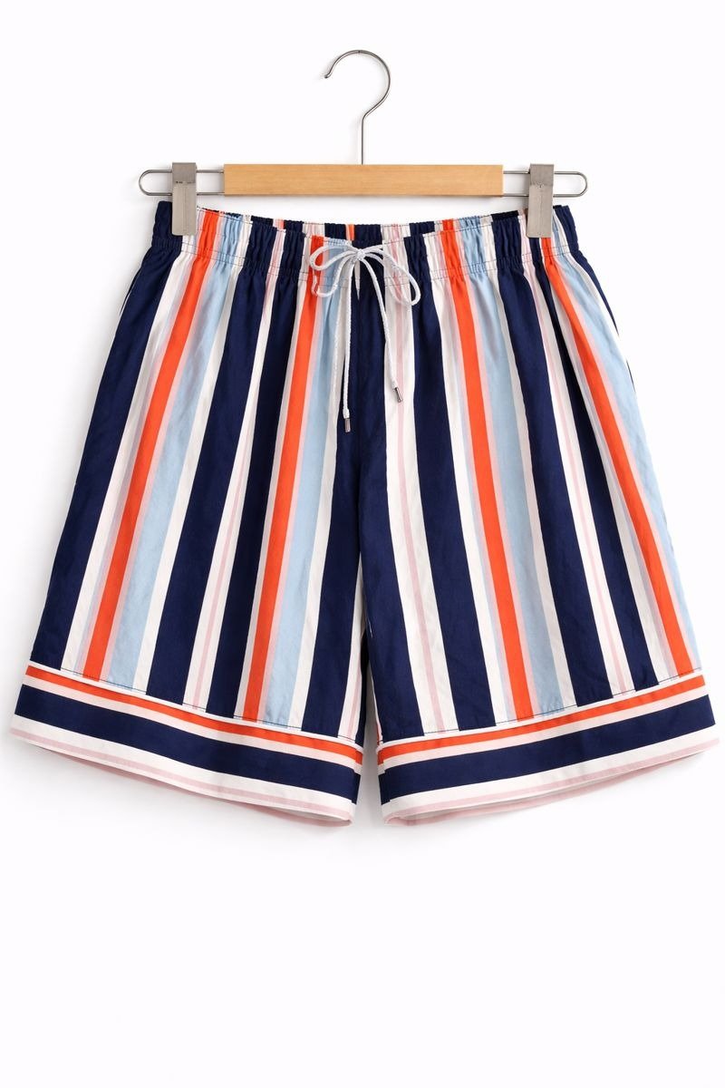 Multicolor Striped Flared Shorts