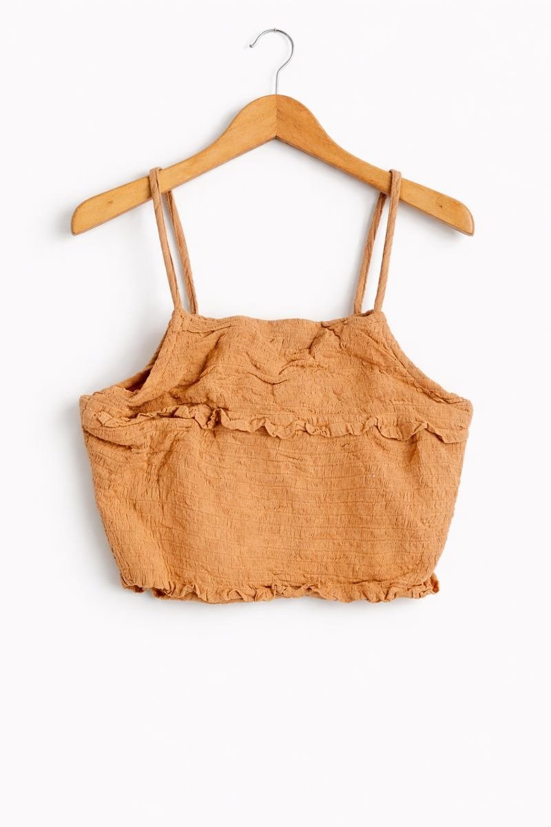 Textured Smocked Crop Top