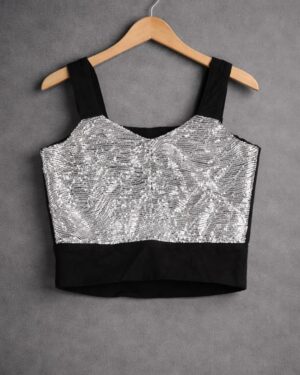 Black & Silver Party Crop Top