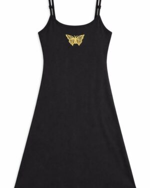 Butterfly Print Ribbed Slip Dress