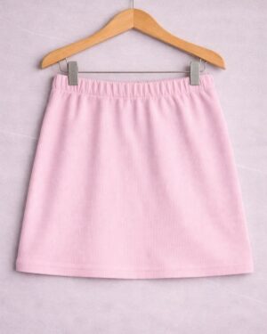 Soft Pink Ribbed Mini Skirt