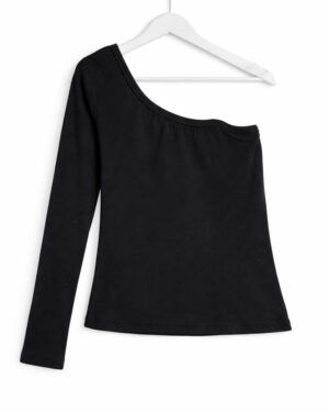 Classic Black Asymmetric Sleeve Top