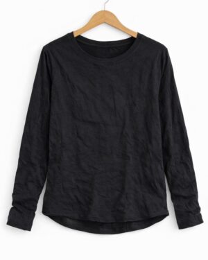 Black Solid Full Sleeve Basic Top