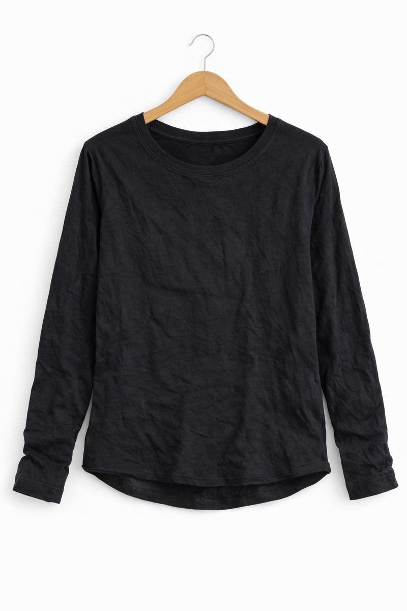 Black Solid Full Sleeve Basic Top