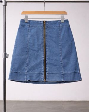 Front Zip Denim Mini Skirt