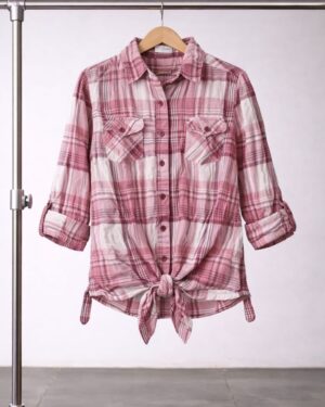 Pink Plaid Casual Shirt for Women