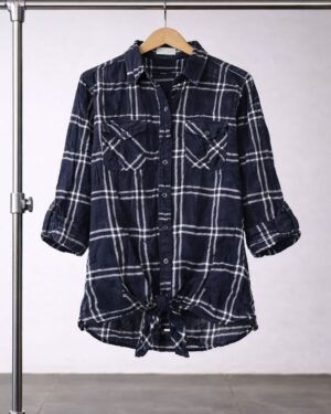 Navy Check Casual Shirt for Women