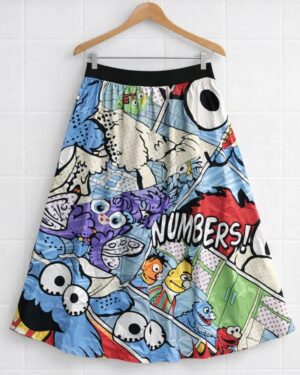 Comic Pop Print Flared Skirt