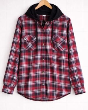 Red Check Hooded Shirt