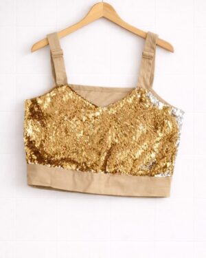 Gold Sequin Party Crop Top