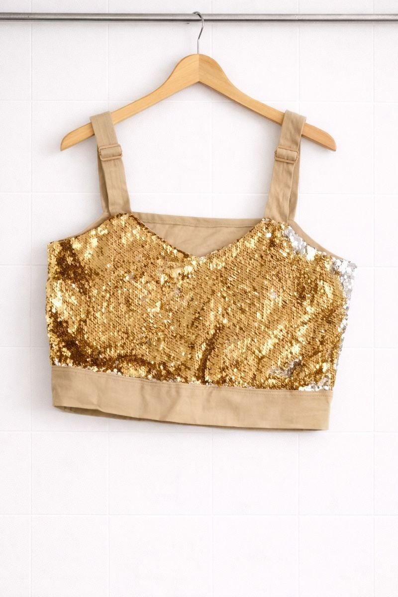 Gold Sequin Party Crop Top
