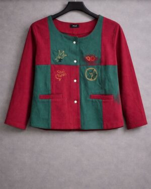 Maroon & Teal Patchwork Jacket