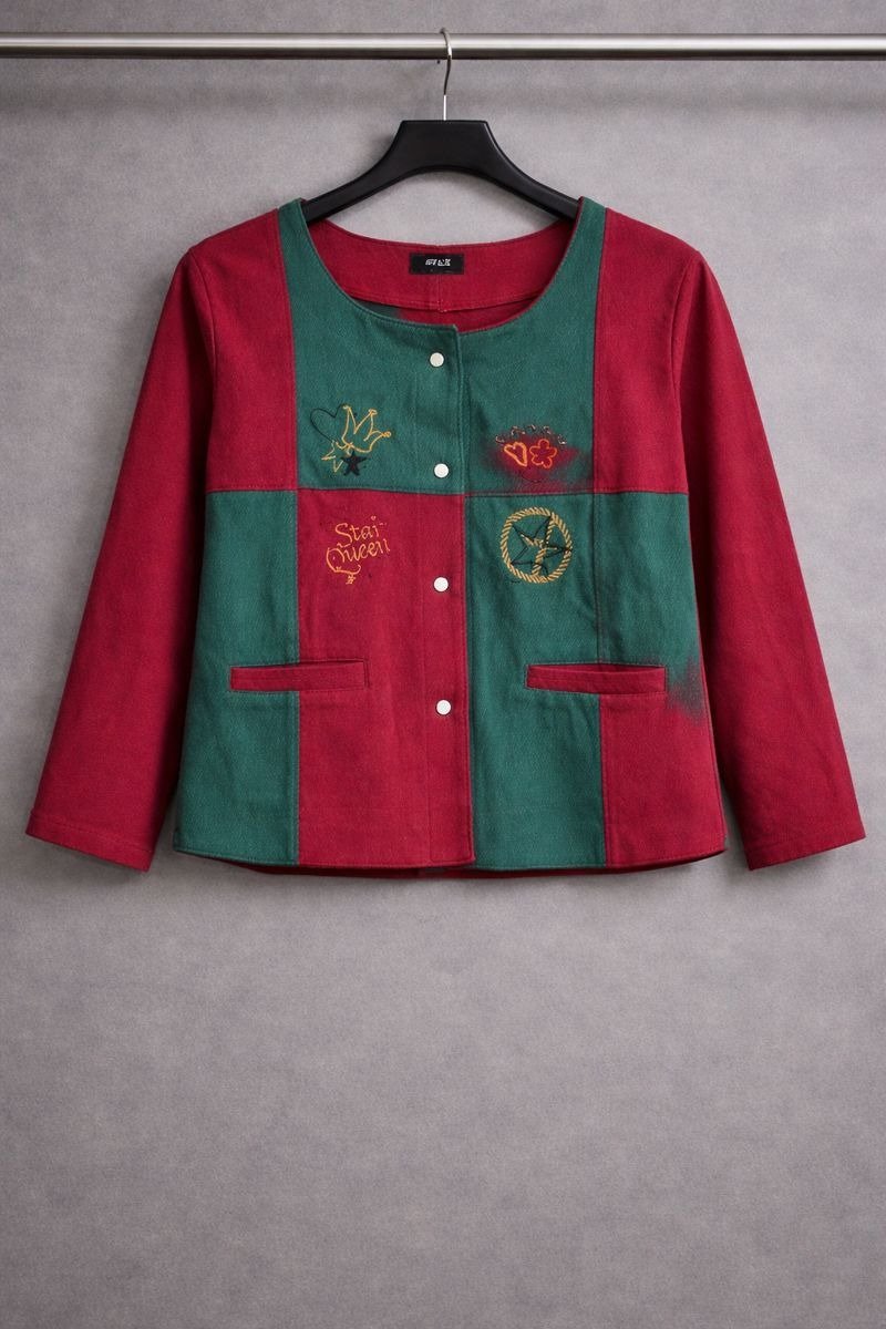 Maroon & Teal Patchwork Jacket