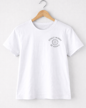 Donut Worry Be Happy Printed White T-Shirt