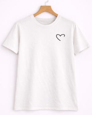 Classic White Love Heart Casual T-Shirt