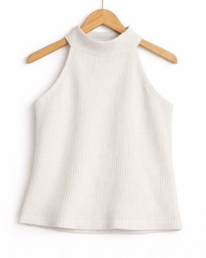 Mock Neck Ribbed Sleeveless Top