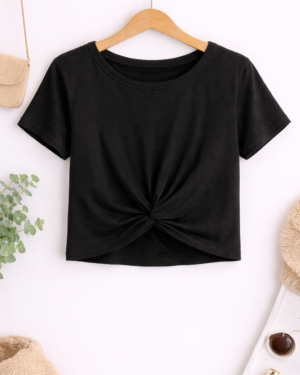 Black Front Twist Crop Top