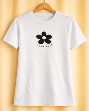 Sugn Cute Flower Graphic White T-Shirt